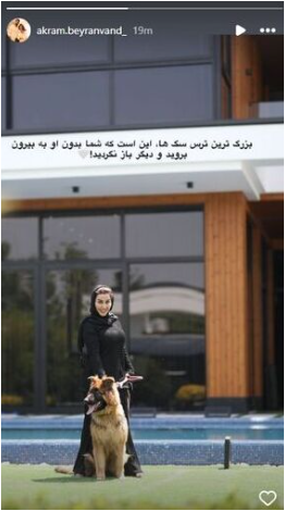 جدیدترین تصویر اکرم بانو همسر علیرضا بیرانوند در ویلای لاکچریشان در کنار سگ خانگی/ زمین فوتبال و استخر هم دارن!