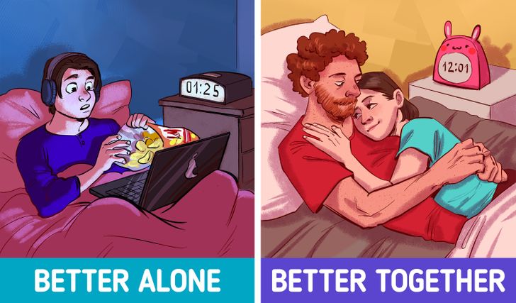 ۶ دلیلی که خوابیدن با همسرتان از خوابیدن جداگانه بهتر است: حتی اگر خروپف کند!