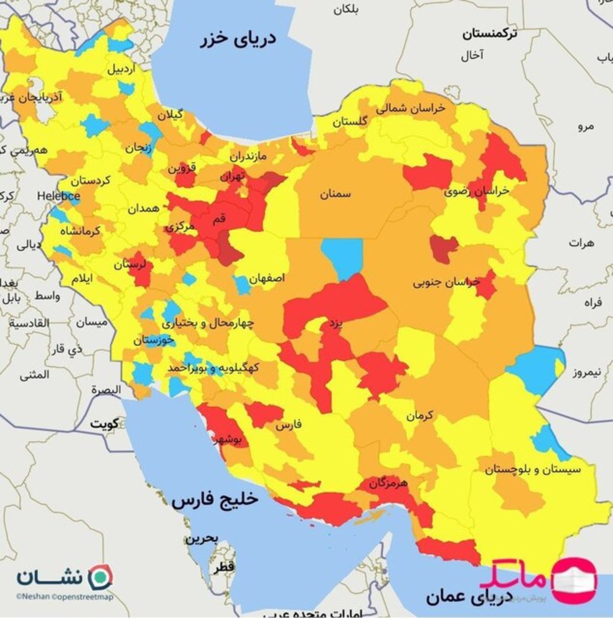 افزایش دوباره شهر‌های قرمز و نارنجی کرونا در کشور/ ۴۲ شهر در وضعیت قرمز