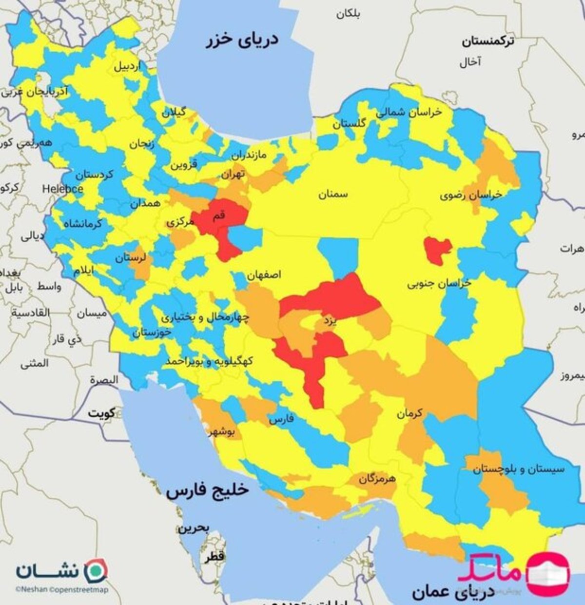 ۷ شهر ایران در وضعیت قرمز کرونا