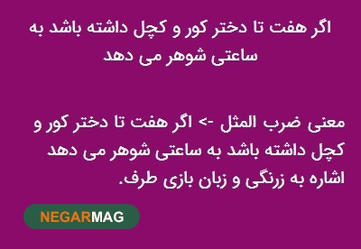 ضرب المثل اگر هفت تا دختر کور داشته باشه، ...