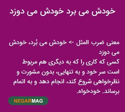 ضرب المثل ” خودش می‌برد خودش می‌دوزد “