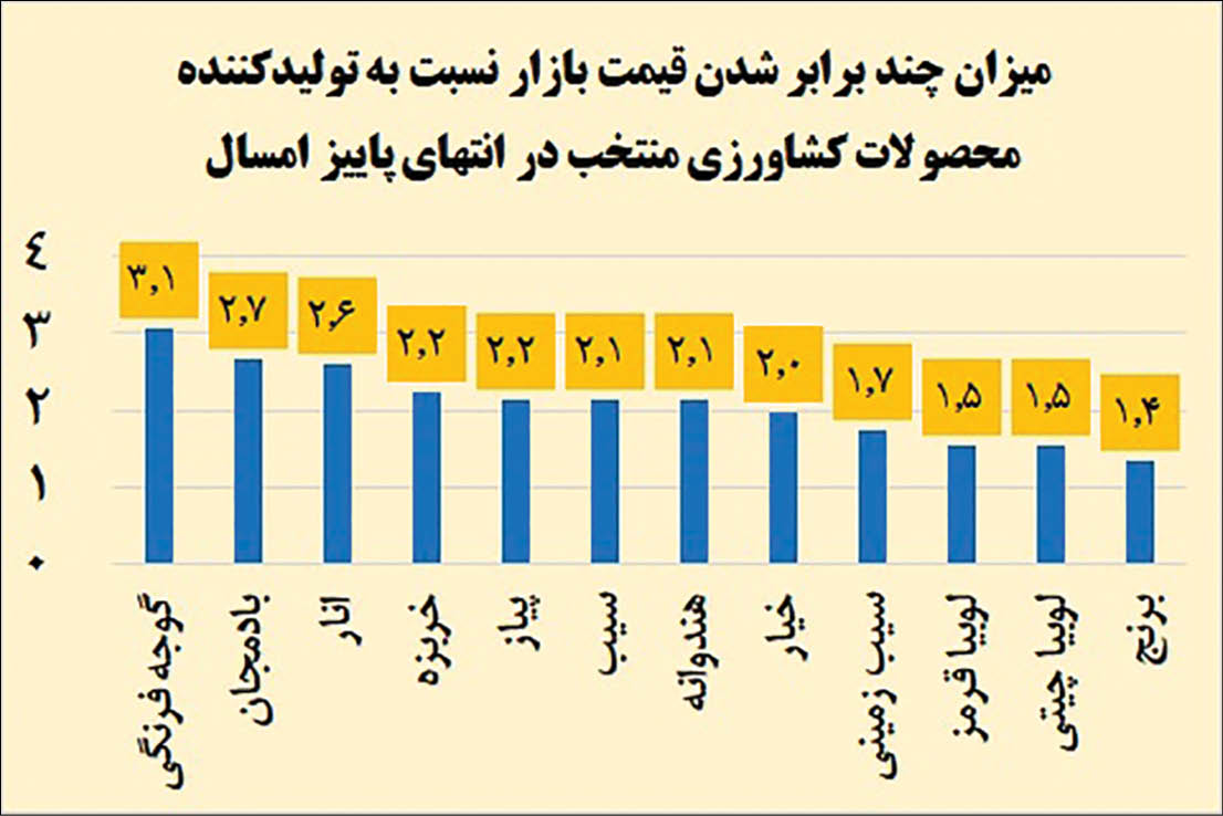 افزایش تا ۳ برابری قیمت محصولات کشاورزی از تولید تا مصرف