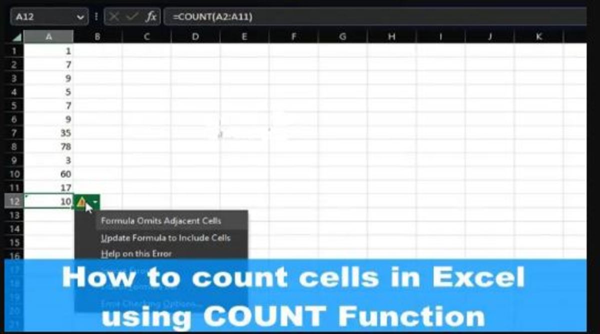 آموزش استفاده از تابع COUNT در اکسل