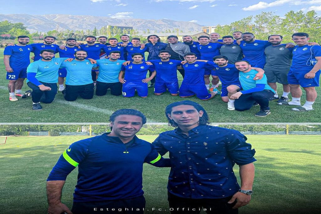 استقبال مجیدی از لژیونر ایرانی در تمرین آبی‌ها + عکس