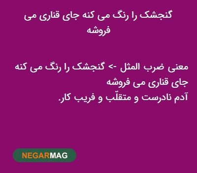 ضرب المثل ” گنجشک را رنگ میکنه جای قناری میفروشه “