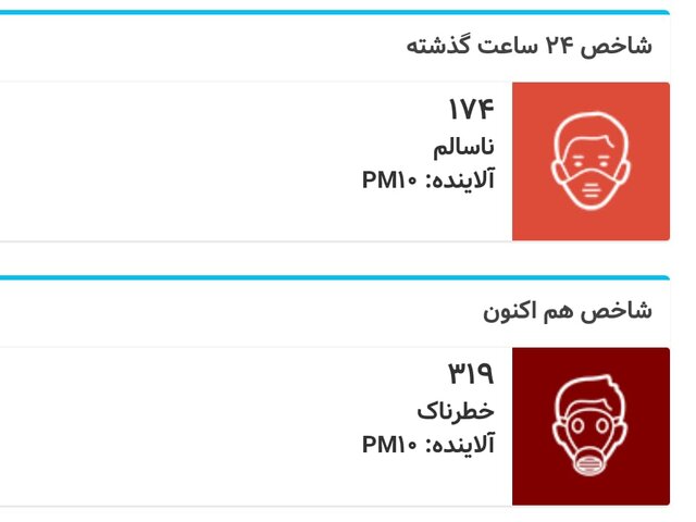 کیفیت هوای تهران در در وضعیت «خطرناک»