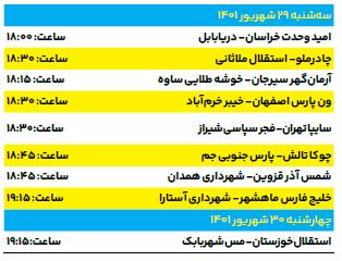 شمس آذر صدرنشین می‌ماند؟ برنامه هفته پنجم لیگ دسته اول فوتبال ایران