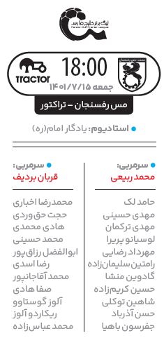 بازی جذاب در رفسنجان: مس - تراکتور
