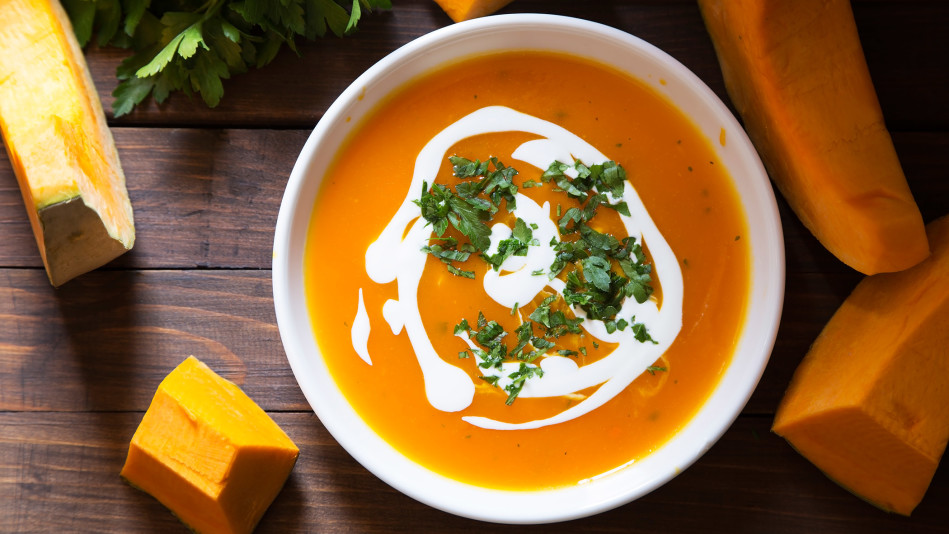 سوپ کدو حلوایی شامی به رنگ پاییز