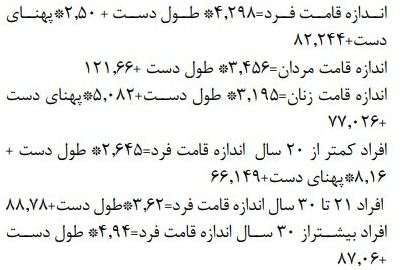 تخمین قد افراد از طریق ابعاد دست