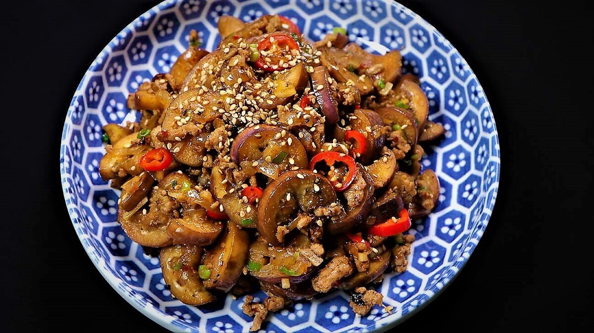 آموزش صفرتاصد خوراک بادمجان و قارچ