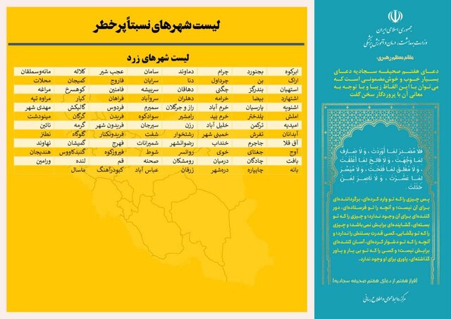 ثبات وضعیت رنگ‌بندی کرونایی شهر‌های کشور