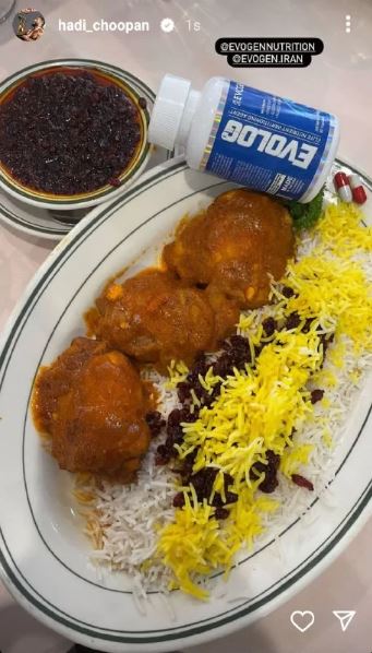عکس/ وعده غذایی عجیب و باور نکردنی هادی چوپان