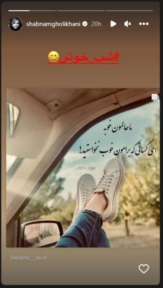 عکس/ طعنه آتشین و غافلگیرکننده شبنم قلی خانی به بدخواهان اش!