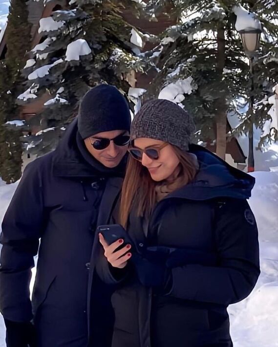 تصاویر عاشقانه از سحر دولتشاهی در آغوشِ همایون شجریان در برف