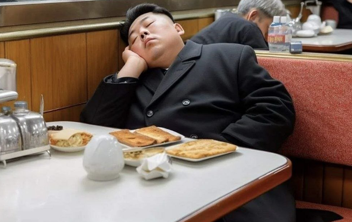 وقتی کیم جونگ اون از شدت پرخوری به خواب می‌رود+عکس
