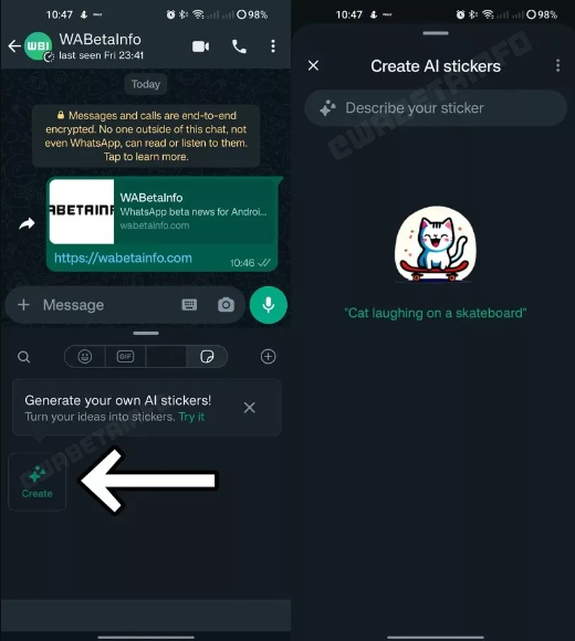 قابلیت جدید واتساپ رونمایی می‌شود/ایجاد استیکر مبتنی بر هوش مصنوعی