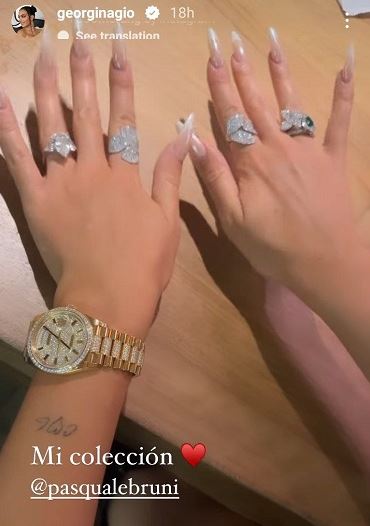 عکس/ خودنمایی جورجینا با ۴ انگشتر الماس؛ عربستانی‌ها خشمگین شدند