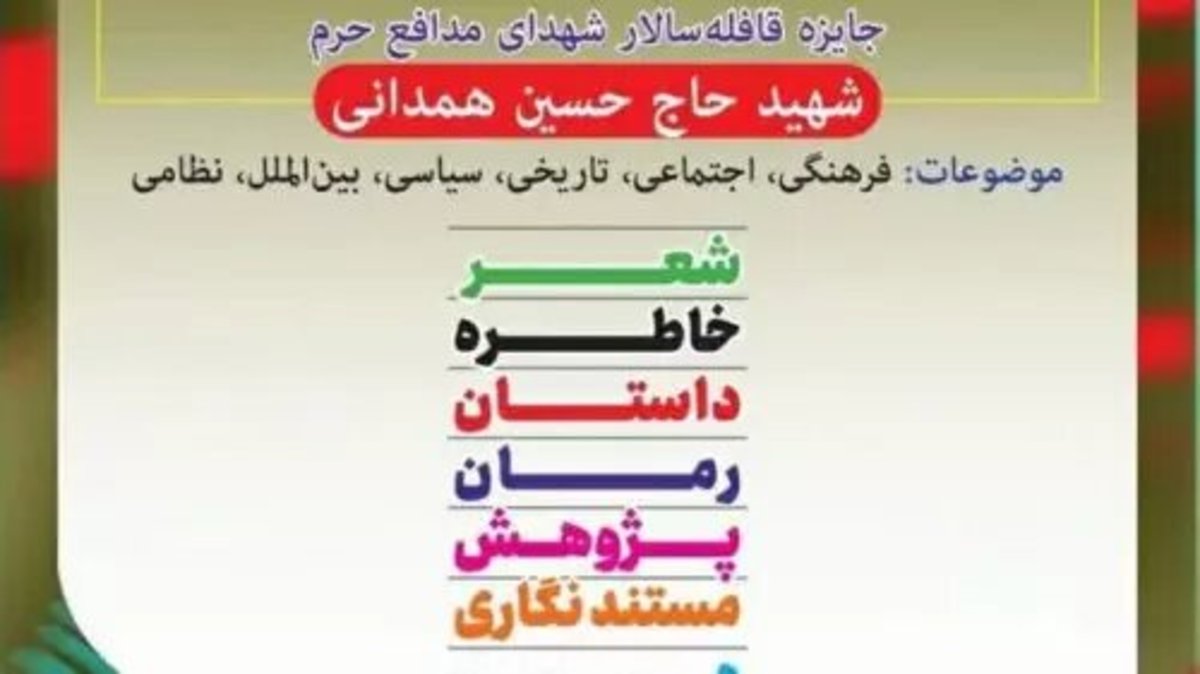 نامزد‌های جایزه سردار شهید حسین همدانی در بخش پژوهش معرفی شدند