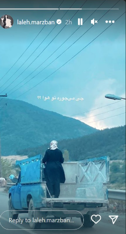 تصویر عجیب و جدید لاله مرزبان در اینستاگرام/ یک زن ایستاده بر پشت نیسان!