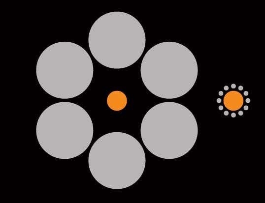 بازی با ذهن؛ آیا اندازه دو دایره نارنجی باهم فرق دارند؟
