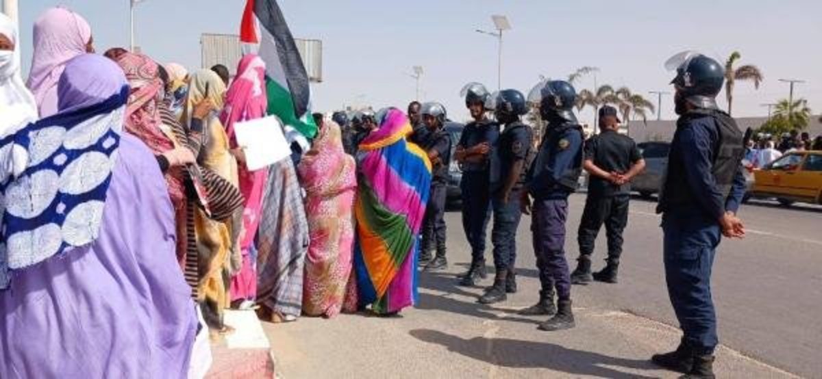 تظاهرات مقابل سفارت آمریکا در نواکشوت در همبستگی با غزه