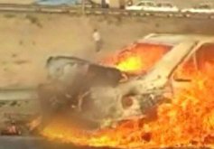 تصادف و آتش‌سوزی خودرو با ۴ فوتی و ۲ مجروح در جهرم