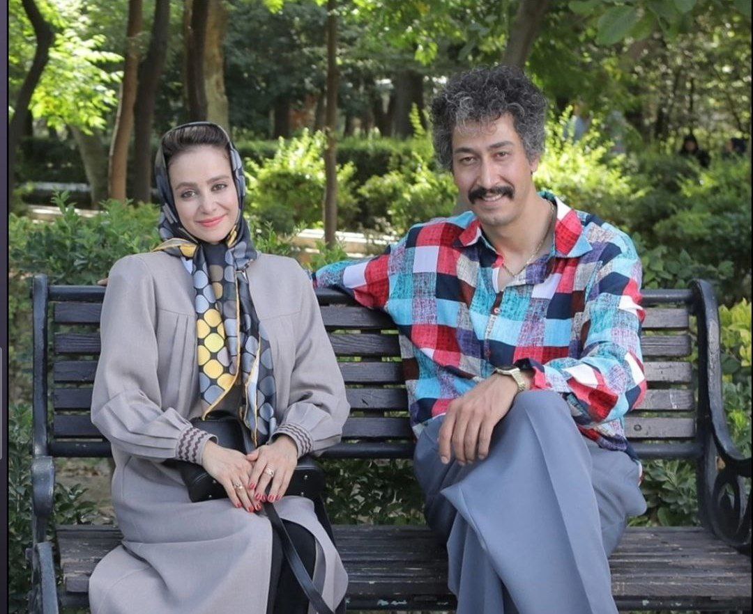بهرام افشاری و الناز حبیبی با لباس‌های دهه شصتی /از خنده روده بر می‌شید
