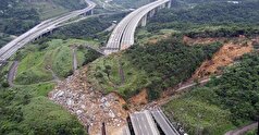 مسدود شدن مسیر کوهستانی در تایوان بر اثر رانش زمین