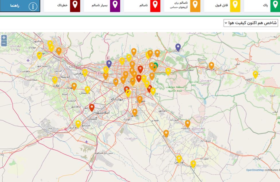 هوای ۲۷ منطقه استان تهران آلوده شد