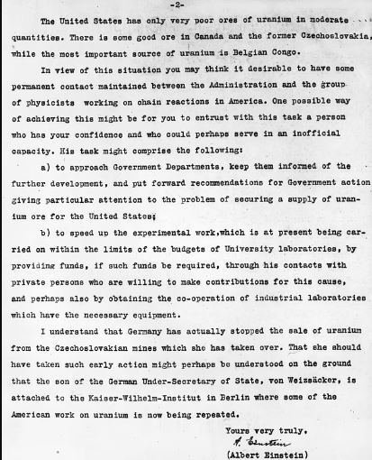 فروش نامه آلبرت اینشتین به فرانکلین دی درمورد ساخت بمب اتمی با یک قیمت بی سابقه