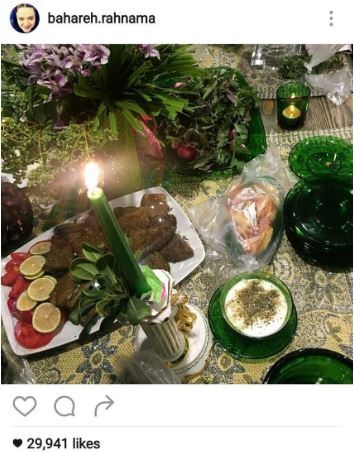 دیزاین زیبا و اصیل سفره نذری بهاره رهنما با ترمه، شمع و سبزی‌های طبیعی به رنگ سبز سیدی/ قبول باشه+عکس