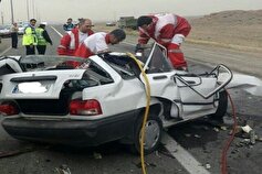 امدادرسانی به حادثه انحراف خودروی پراید در خراسان شمالی با ۵ مصدوم