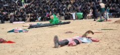 فیلم| مراسم نمادین خاک‌سپاری اجساد واقعه کربلا در حنا