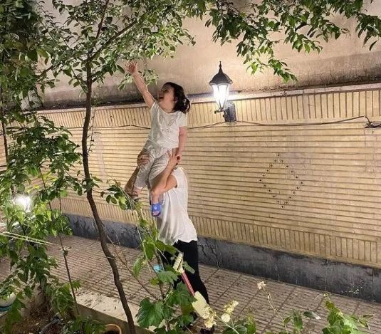 مهران غفوریان و دخرتش در حال بالا رفتن از دیوار راست! +عکس