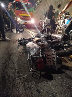 جان باختن ۲ جوان موتورسوار در زیرگذر میدان قیام بروجرد