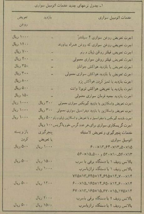 ۳۰ سال پیش اجرت تعویض روغن چقدر بود؟