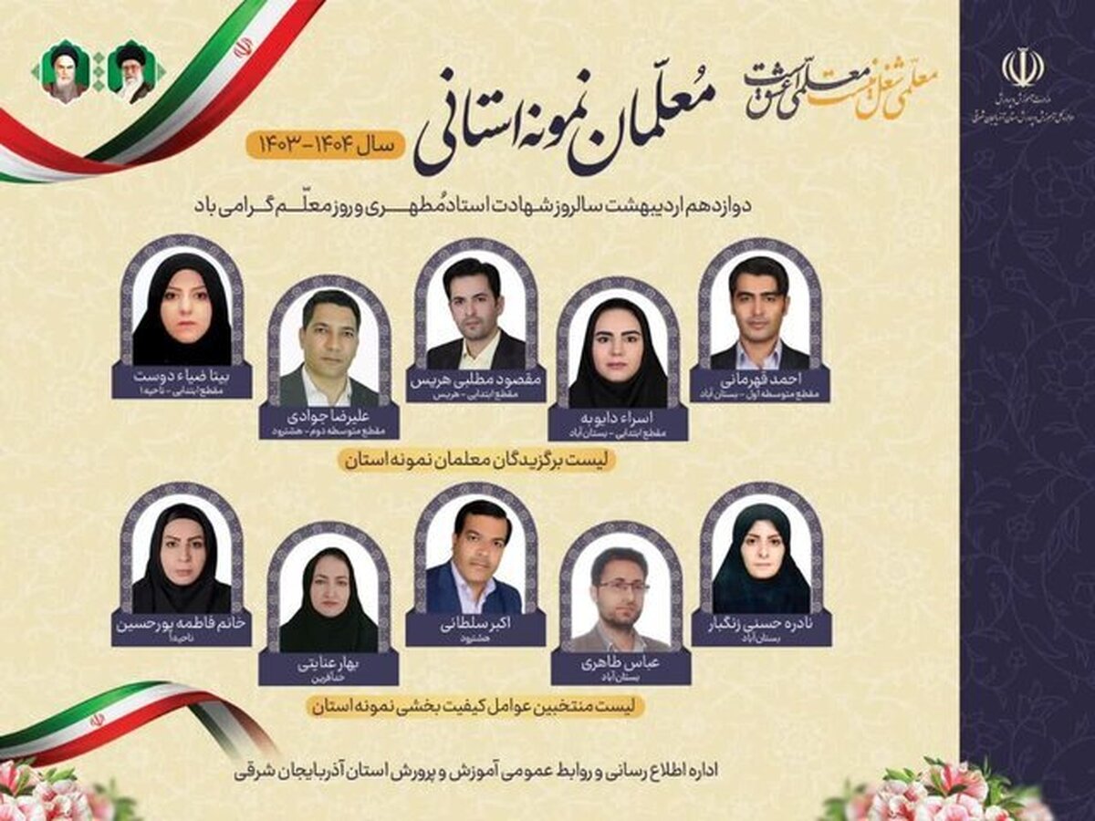 معلمان نمونه آذربایجان شرقی معرفی شدند
