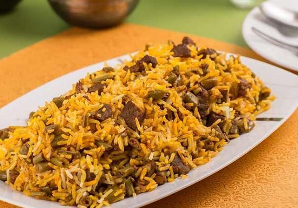 دستور پخت لوبیا پلو مجلسی با گوشت تیکه‌ای