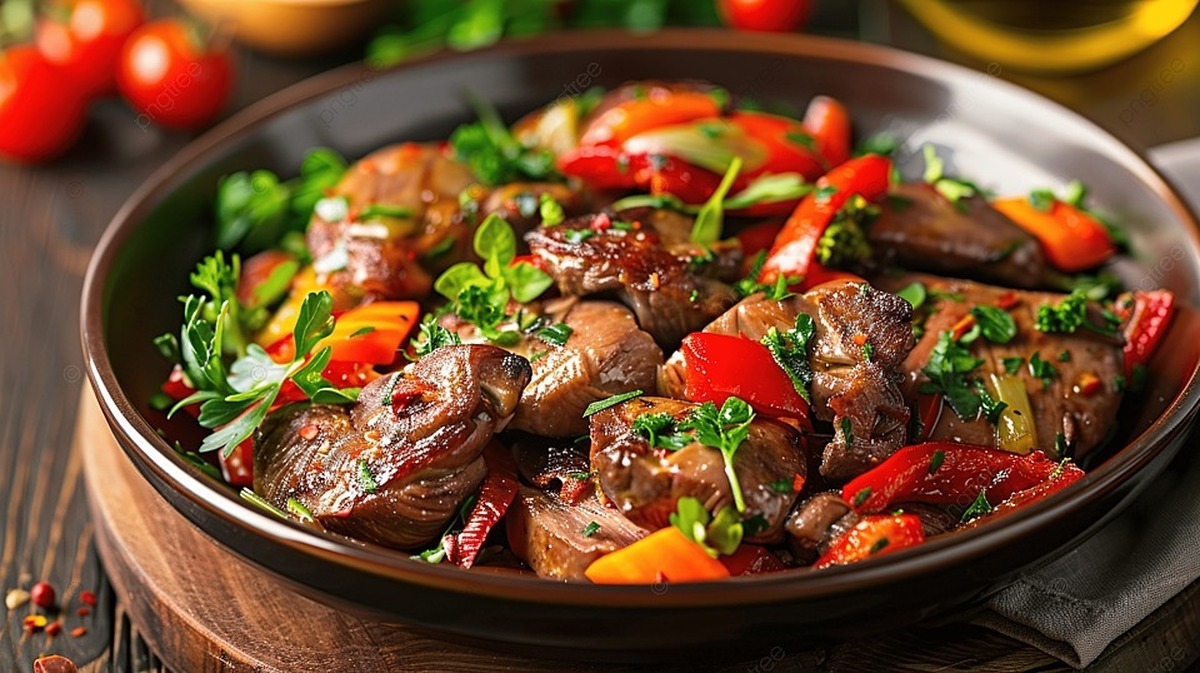 خوراک جگر مرغ و سبزیجات لذیذ، اما رژیمی و سالم