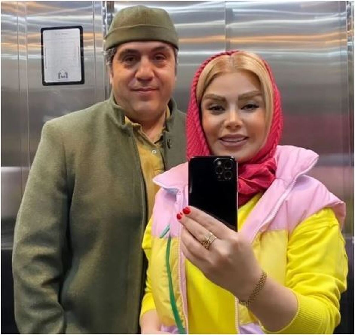 سلفی عجیب صبا راد و همسرش با استایل خاص و رعایت کامل پروتکل‌های بهداشتی!