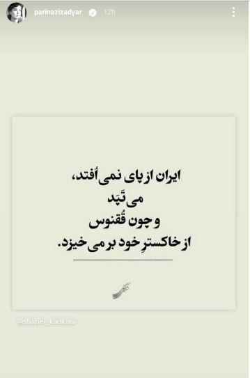 استوری مفهومی پریناز ایزدیار در حمایت از وطن+عکس