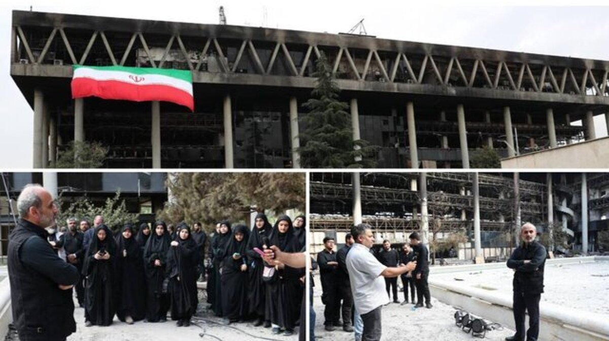 جمعی از دانشجویان دانشگاه تهران به ساختمان شیشه‌ای رفتند