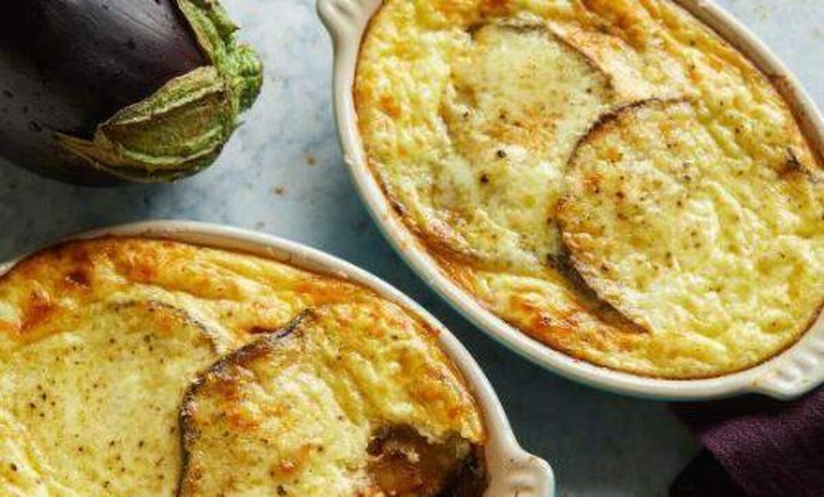 آموزش گام به گام  پخت سوفله بادمجان