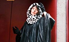 کت و شلوار راه‌راه فرشته حسینی با یک طراحی عجیب و غریب خانم بازیگر را خاص کرد