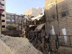 تخریب بخشی از تالار متروکه در پی گودبرداری در شهرک ولیعصر
