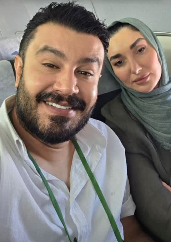 چهره معصومانه همسر پیمان طالبی در هواپیما جلب توجه کرد!