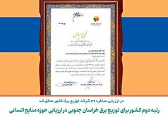 رتبه دوم کشور برای توزیع برق خراسان جنوبی در ارزیابی حوزه منابع انسانی