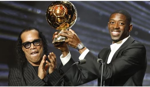 تبریک مسی به عثمان دمبله بعد از کسب توپ طلا ۲۰۲۵